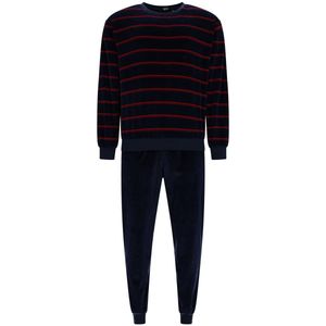 Velours heren pyjama blauw met strepen - Blauw - Maat - 48