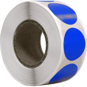 500 Etiketten Rond Blauw 20 mm op Rol - Sluitzegel - Markeringspunten - Blanco ronde stickers - DULA