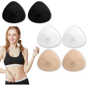 Bra Pad Inserts, 3 Pairs Bra Pads, Replacement Cups Removable Washable Sports Cups for Women Swimsuit, Replacement Chest Pad for Sports Swimwear Bra