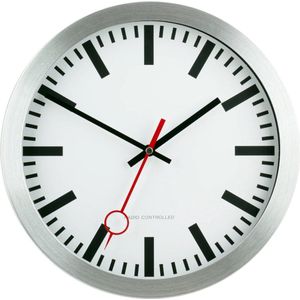 Wandklok - Zilver-Wit - Zendergestuurd - 30 cm