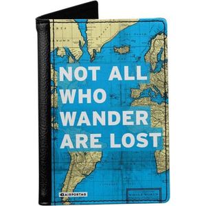 'Not all who wander are lost' - Paspoorthoes - Paspoorthouder - Paspoort Protector - Beschermhoes - Cover - Mapje - Quote - Canvas / Leer - Bescherming van je paspoort - Voor Op Reis / Reizen / Vakantie