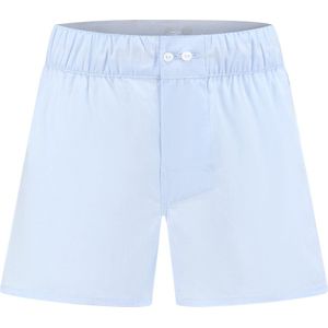 Exclusief Luxueus Kinder nachtkleding Luxe 100% katoenen zacht blauwe Klassieke Jongens Uni Boxer van Hanssop met verfijnde zeer zachte tailleband details en luxe knoop verwerking, Jongens Boxer, zacht uni blauw geweven katoen , maat 128