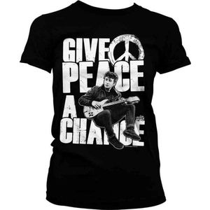 John Lennon Dames Tshirt -L- Give Peace A Chance Zwart