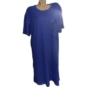 Dames nachthemd korte mouw 6533 met stippen L blauw