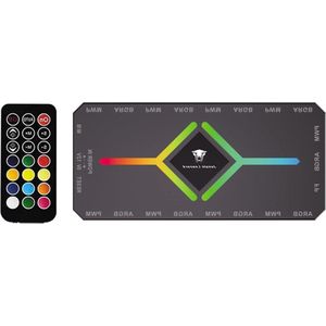 2-in-1 ARGB PWM-ventilatorhub met 9 x 4-pins PWM-ventilatorconnectoren - 18 poort RGB hub met instelbare snelheid