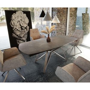 Eettafel Carlow bruin keramiek 130/200x90x76cm uitschuifbaar