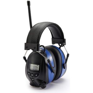Oorkappen met Radio - Oorbescherming met Bluetooth – Gehoorbescherming met Radio – FM/AM Radio – Zwart/Blauw