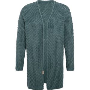 Knit Factory Carry Gebreid Dames Vest - Grof gebreid dames vest - Groene cardigan - Damesvest gemaak uit 30% wol en 70% acryl - Laurel - 40/42