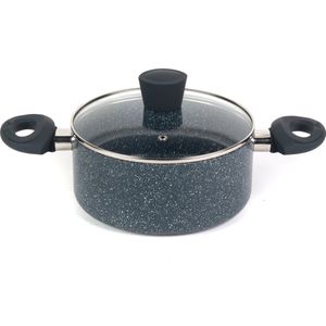 Russell Hobbs Nightfall Stone 20 cm Kookpot – Inductie Pastapot – Aluminium Soeppan – Soeppan – Glazen Deksel – Antiaanbaklaag