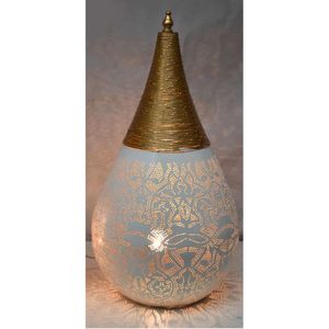 Oosterse metalen tafellamp Filigrain Druppel | 1 lichts | goud / wit | metaal | Ø 30 cm | 55 cm | bureaulamp | sfeervol / traditioneel design