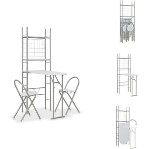 vidaXL Barset 3-delig - MDF/Staal - Eethoek wit/zilver - 90x56x165 cm - Set tafel en stoelen
