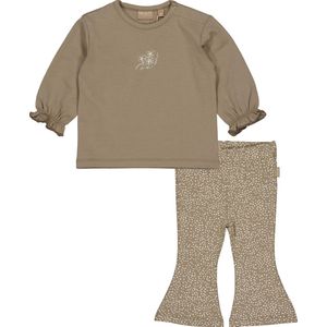 Quapi Meisjes baby kledingset: Shirt Kato en Flair Broek Kris Dark Sand maat 68