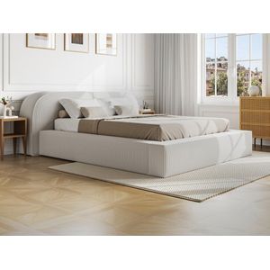 Maison Céphy Bed met opbergruimte 180 x 200 cm - Ribfluweel - Crème - LIRABA van Maison Céphy L 246 cm x H 90 cm x D 253 cm