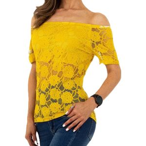 Dilena fashion top kant bloemen geel