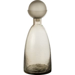 J-Line vaas Fles + Dop Yara - glas - greige - large - 43 cm hoog