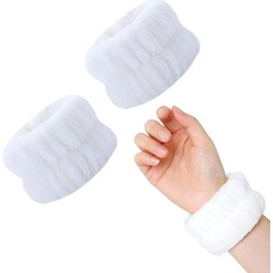 1 Pair Wrist Spa Washband - Microfiber Absorbent Towel Band - Elastic Skin Care Bracelets voor Vrouwen en Meisjes (Wit)