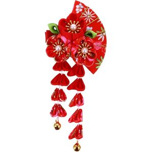 Bloemenwaaier-haarspeld met Japanse en Chinese bloemenaccessoires