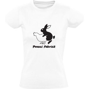 Paasei fabriek Dames T-shirt | pasen | easter | ei | konijn | kip | boerderij | humor | grappig