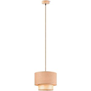 Home Sweet Home - Landelijke Hanglamp Cane Weave - geschikt voor E27 LED lichtbron - hanglamp gemaakt van Linnen - 30/30/129cm - Pendellamp geschikt voor woonkamer, slaapkamer en keuken