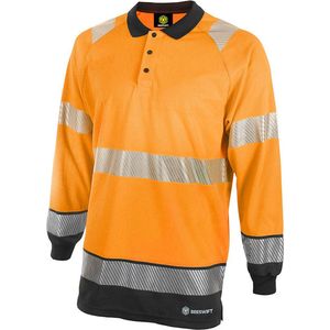 Beeswift HiVis Longsleeve Polo Shirt - Oranje/Zwart - Maat XXL