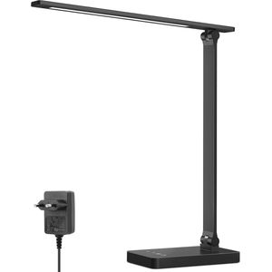 Led bureaulamp dimbaar - 655 lumen - 3 kleuren - 5 helderheidsniveaus - daglichtlamp - oogbescherming - kinderen kantoor zwart