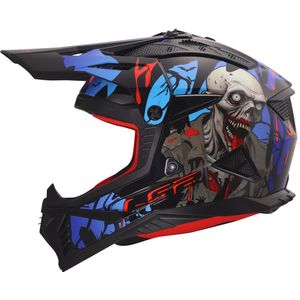 LS2 MX708 Fast II crosshelm Zombie II glans zwart rood blauw S