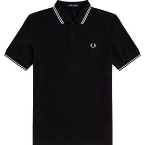 Fred Perry M3600 polo twin tipped shirt - heren polo - Black / White / White - Maat: L
