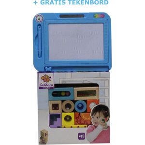 Bouwblokken met geluid - Gratis Tekenbord - Speelgoed hout - Vanaf 1 jaar - Gratis Blauwe Tekenbord - 12 stuks blokken met geluid - speelgoed baby - Educatief speelgoed - Zintuigen baby - kerst actie - Kerstcadeau - Eichhorn -