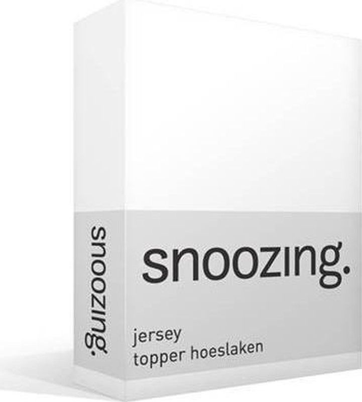 Snoozing Jersey - Topper Hoeslaken - 100% gebreide katoen - 90x210/220 cm - Wit