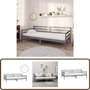 vidaXL Slaapbank met matras grenenhout grijs 90x200 Slaapbank - Sofa Bed - Grenenhouten Meubels - Tweepersoonsbed - Guest Bed