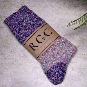 Warme sokken in leuke kleuren - huissokken van natuurlijke materialen - schoenmaat 39-42 - Paars gemelleerd - Draag ze het hele jaar door voor heerlijk warme voeten