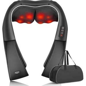 Shiatsu Nek- en Schoudermassageapparaat met Warmtefunctie - 3D Diep Weefsel Massage voor Rug, Benen en Voeten - Zwart