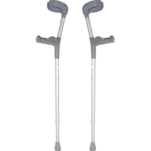 Premis - Elleboogkrukken - per paar - Zachte handgreep - Max gebruikers gewicht 150 kg - In hoogte verstelbaar 76-100cm - Zilver