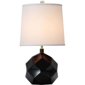 Fine Asianliving Tafellamp Porselein met Kap Zwart Art
