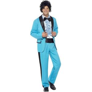 Smiffy's - Jaren 50 Kostuum - Jaren 80 Amerikaanse Prom Schoolfeest - Man - Blauw - Medium - Carnavalskleding - Verkleedkleding