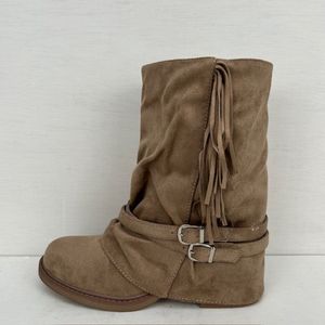 Suèdine laarzen met franjes en gespjes khaki Khaki / 37