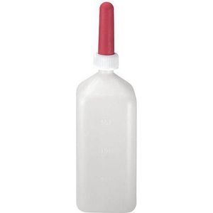 Excellent Kalverdrinkfles - Voor voederen van kalfjes - Medicijnen toedienen - Met Rode Speen - Transparant - Maat markeringen - 1 Liter