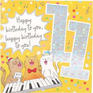 Depesche - Cijferkaart met muziek, vierkant met de tekst ""11 - Happy birthday to you, happy birthday"" - mot. 021