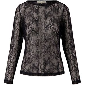 Zusss - Kanten Top - Zwart - Met Boothals