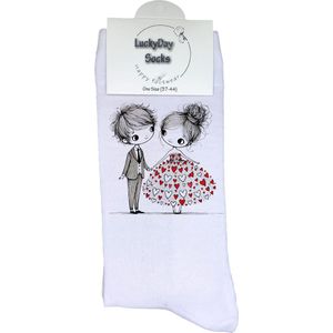 Valentijn cadeau - Valentijn sokken - Grappige sokken - Leuke sokken - Hem Haar sokken - Vrolijke sokken - Trouw Cadeau - Vaderdag - Moederdag - Verjaardag cadeau - Bruiloft - Kerst cadeau - Leuk Cadeau - Socks maken Happy - 37-44 - Hand in hand