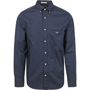 Gant - Casual Overhemd Poplin Navy - Heren - Maat L - Regular-fit