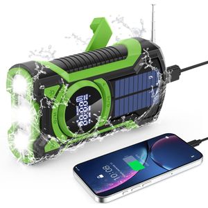 Unyqoos® Waterdichte noodradio met zonne-energie, bluetooth en powerbank functie