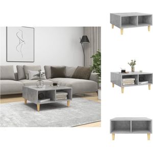 vidaXL Scandinavische bijzettafel - opbergschappen - 60x60x30cm - betongrijs - Tafel