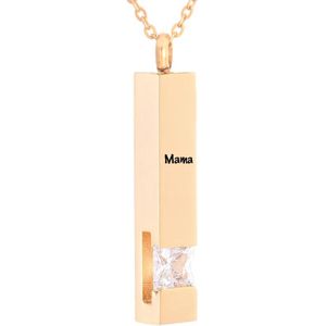 Luxe Ashanger | Met Ketting En Gravering | Mama | Assieraad | Rosegoud Met Witte Steen | As Ketting | Gedenksieraad | Urn | Incl. As vuller