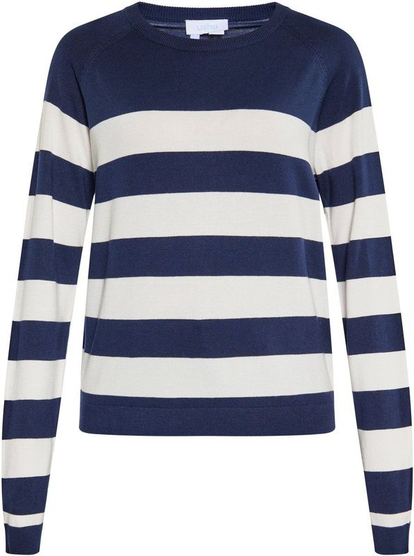 usha - BLUE LABEL - Trui - Marine/Wit - Gestreept - Lange Mouw