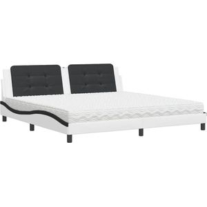 vidaXL - Bed - met - matras - kunstleer - wit - en - zwart - 200x200 - cm