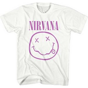 Nirvana - Purple Happy Face Heren T-shirt - XL - Wit