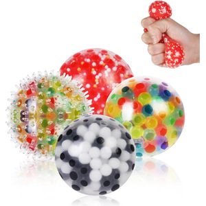 6 cm stressballen voor kinderen en volwassenen - waterparel squishy knijpbal - 4 stuks decobal om te ontspannen en concentreren .