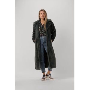 Notre-V Fur Long Coat Jassen Dames - Winterjas - Donkergroen - Maat XS