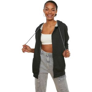 Trendyol Zwart Oversized/Brede Pasvorm Met Capuchon, Dik Fleece Sweatshirt Met Capuchon Twoaw21Sw0840